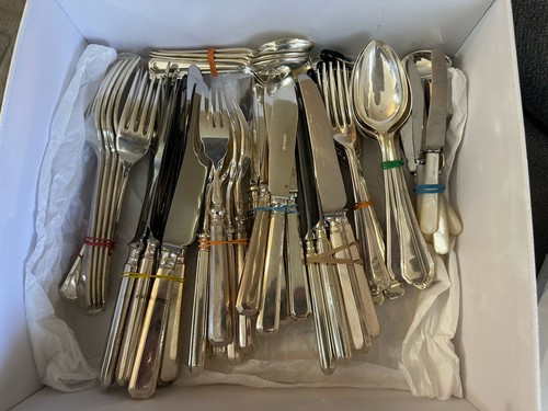 Mixed silver plated cutlery - plated,