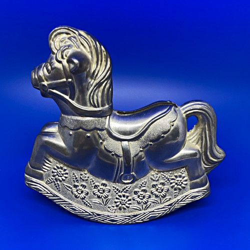 Silver tone rocking - rocking, horse