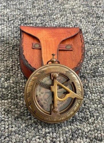 Antique brass compass sundial - antique,