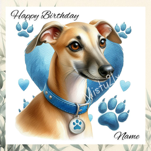 Personalised whippet greeting - personalised,