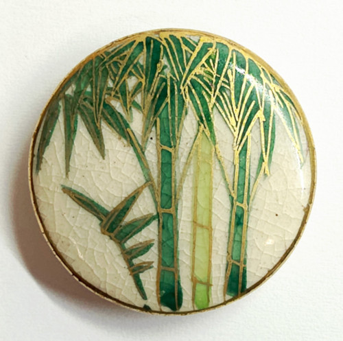 Vintage satsuma button hand - satsuma, w/