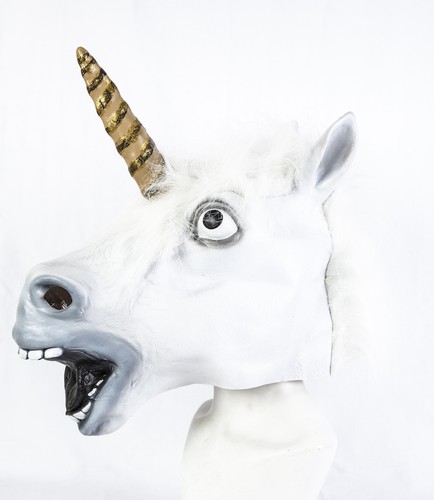 Full head latex - white, unicorn
