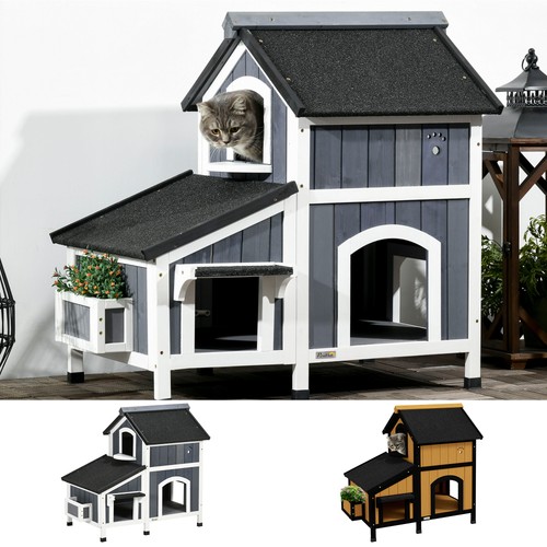 Outdoor wooden cat house - outdoor,