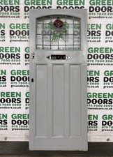 Stained glass rose - door, front