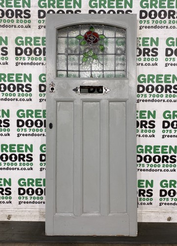 Stained glass rose door front - door,