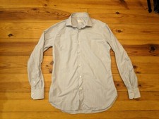 BRIONI MENS BLUE, GREY & WHITE - STRIPED MADE IN ITALY SHIRT VGC SIZE 39 - 15.5"