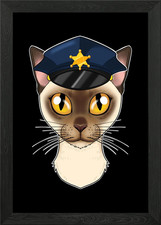 Police Burmese Cat Framed Wall