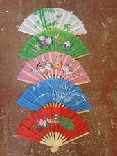 2x Pastel Colourful Wood Ladies Folding Hand Summer Decorative Fan UK Seller