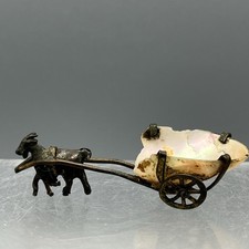 Antique Thimble Holder Mother Of Pearl & Ormalu Goat Cart FranceFor Restoration