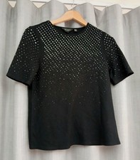 Ladies Ted Baker Black Studded Crystal Sparkle Top Size 1 UK 8 