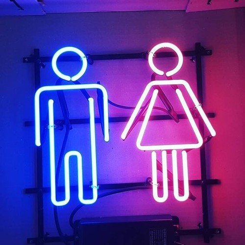 Restrooms toilet x14 neon - 17"x14",