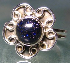 925 silver everyday BLUE SANDSTONE stone ring UK L/UK 5.75-6. Gift bag,