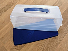 LAKELAND Cake Carrier Caddy & Clear Lid - Oblong Holds Swiss Rolls & Loaf Cake