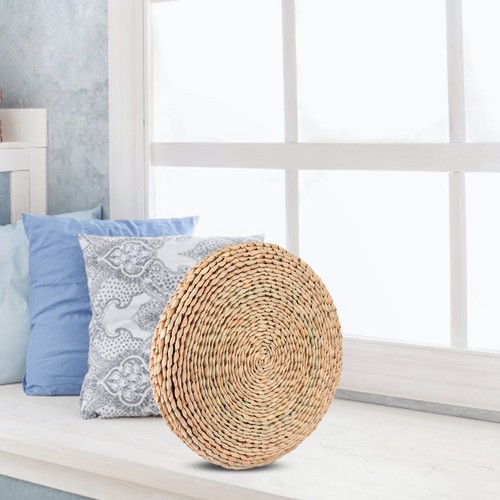 Cattail hand 8209 woven pouf - cattail,