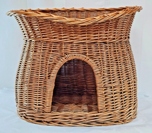 Vintage wicker cat basket two - cat,
