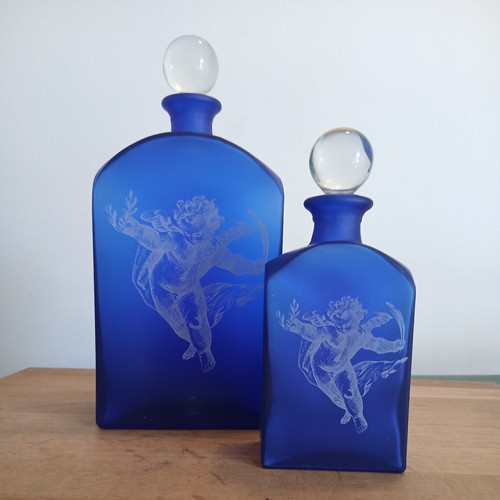 Vintage french frosted - french, cobalt