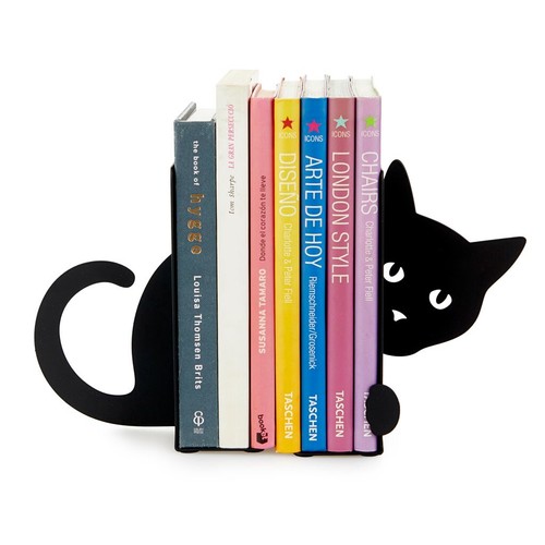 Bookend black metal heavy duty - black,