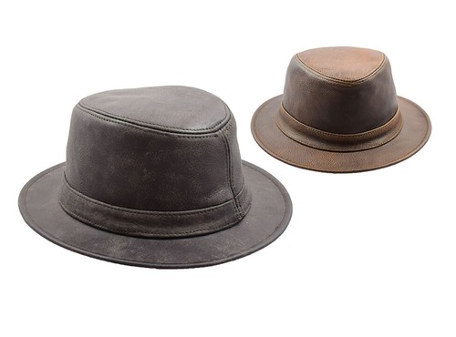 Leather trilby hat soft - hat,
