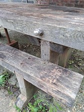 Solid Oak Dining Table And Bench Seat Out/indoor