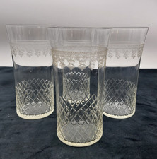 Bohemia Pall Mall Lady Hamilton Highball Glass x4 Waisted Etched 13.6cm 20s Atq