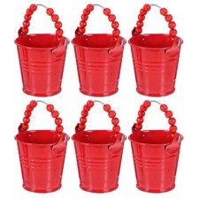  6 Pcs Tin Bucket Small with Handle Metal Pail Buckets for Party Favors