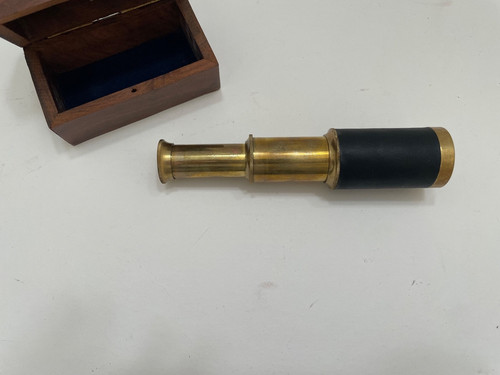 Brass leather wrapped pocket - brass,