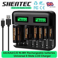 Universal 8-Slot Fast Battery Charger / AA AAA C D Ni-MH Rechargeable Batteries