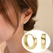 Ladies 18K Gold Plated Sterling Silver Small Round Huggie Hoop Hinged Earrings