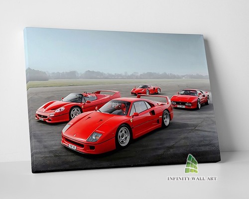 Red ferrari cars canvas art - red,