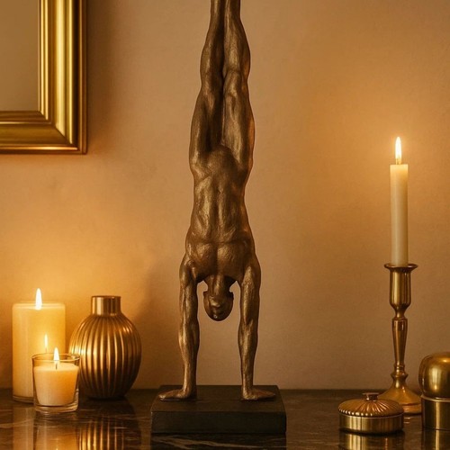 Bronze handstand male figure - male,