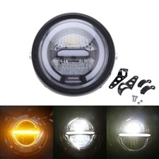 6.8'' LED Headlight Hi/Lo Beam Lamp Motorcycle Amber Light For Harley Chopper