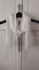 long warm soft & cosy ivory scarf with fringe ends