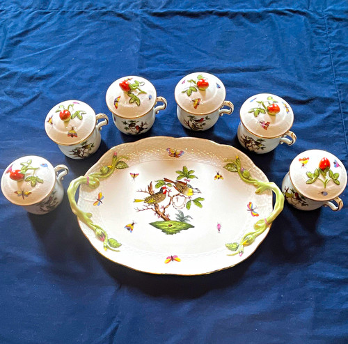 Herend hand painted - painted, oval