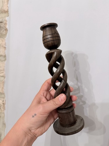 Hand carved dark wooden - dark, barley