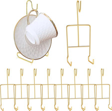 8Pcs Tea Cup and Saucer Display Stand - Elegant Vintage Metal Holder Rack 