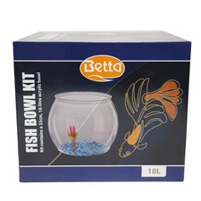 Betta 33cm Goldfish Fish Acrylic Bowl Kit with Gravel Plant & Net 18 Litre