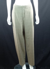 Laura Ashley Dark Beige Check Pattern Ladies Smart Work Trousers Wool Mix UK 14