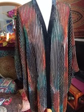 Stunning vintage Besarani Velvet Devore Kimono Jacket One Size.Green,orange,gold