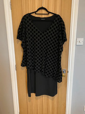 Woman’s Roman Curve Black Flock Spot Overlay Dress - Size 22-24