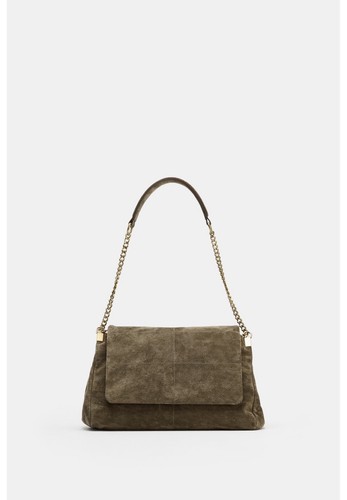Zara khaki genuine leather - zara,