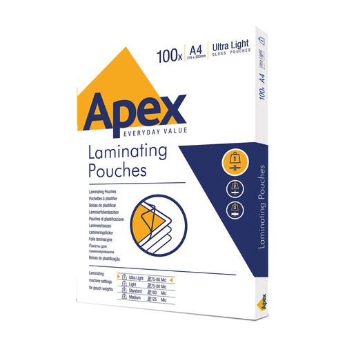 Apex laminating pouches - a4,
