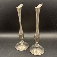 Spill Vase PAIR Silver Metal Designer Romantic Rose Holder Single Stem Flower