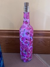 Handmade Upcycled Decorative Pink Glass Bottle