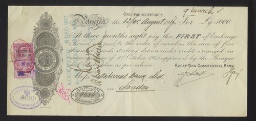 Azoff don bank cheque - bank, 1917