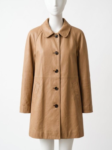 Women tan leather duster - tan,