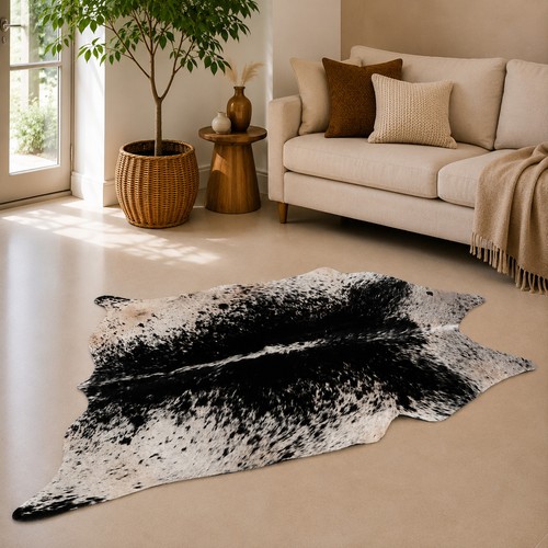 Genuine brown white cowhide - genuine,