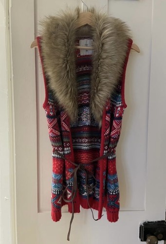Body warmer with faux - faux, fur