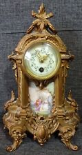 Antique French Clock Gilt/Bronze 19th Century with Sevres Plaque