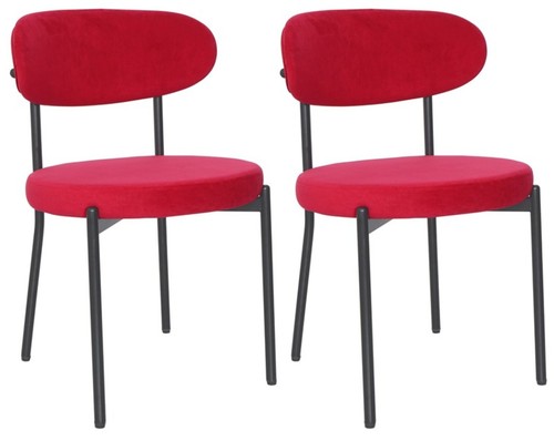 Red velvet dining chairs - red,