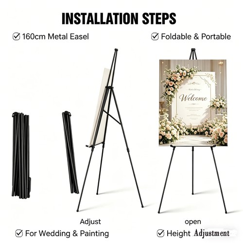 160cm adjustable metal easel - 160cm,